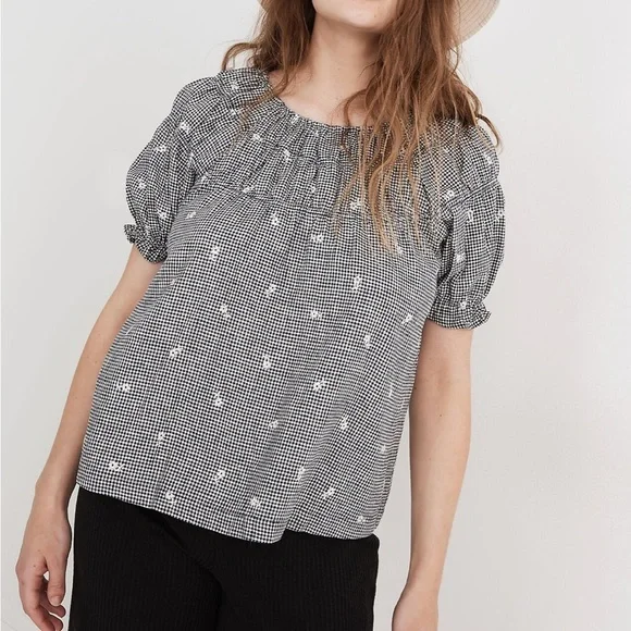Madewell Black and White Gingham Blouse - Picture 1 of 13